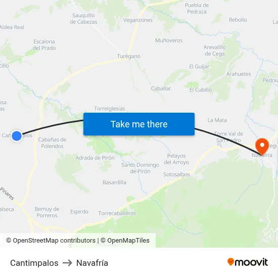 Cantimpalos to Navafría map