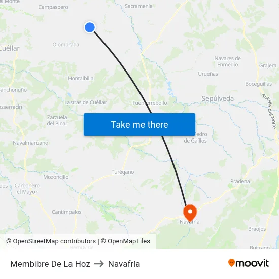 Membibre De La Hoz to Navafría map