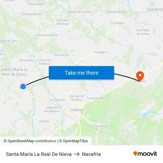 Santa María La Real De Nieva to Navafría map
