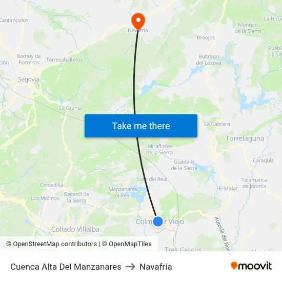 Cuenca Alta Del Manzanares to Navafría map