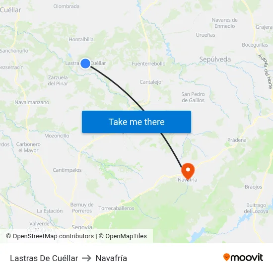 Lastras De Cuéllar to Navafría map