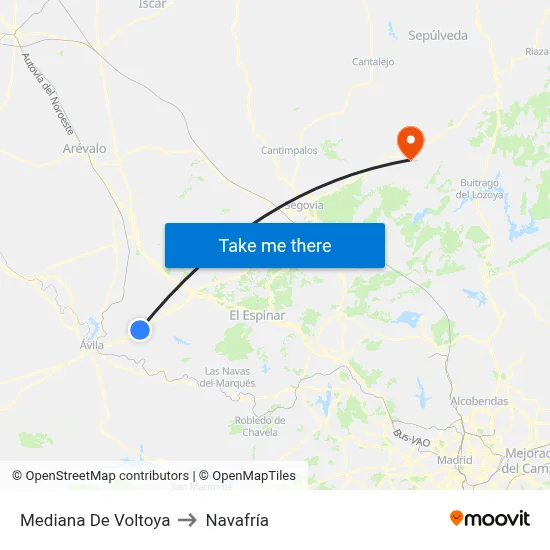 Mediana De Voltoya to Navafría map