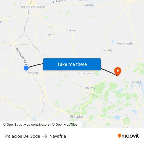 Palacios De Goda to Navafría map