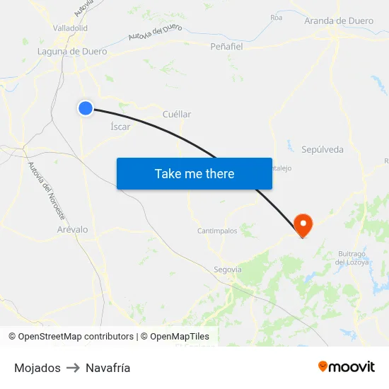 Mojados to Navafría map