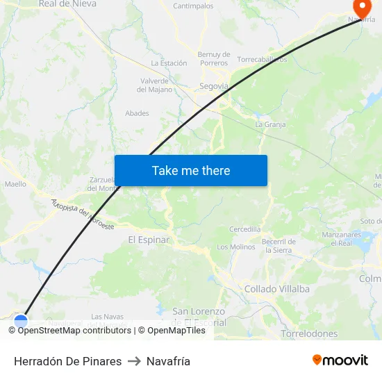 Herradón De Pinares to Navafría map
