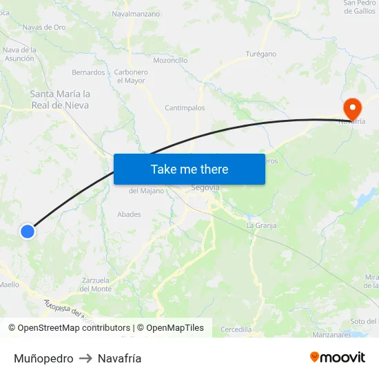 Muñopedro to Navafría map