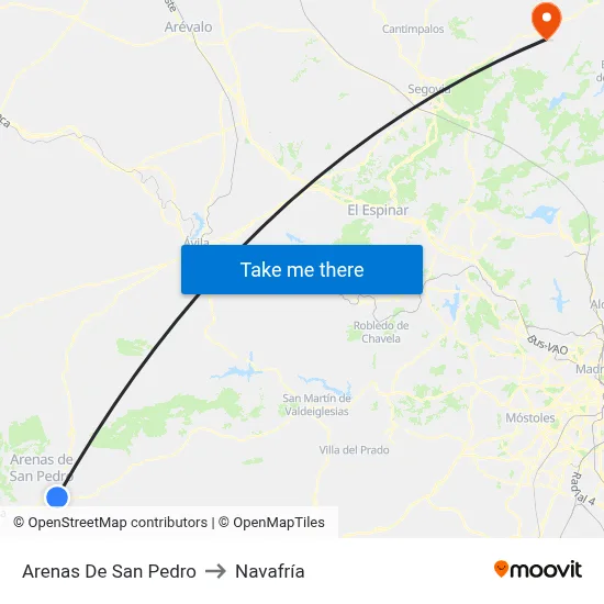 Arenas De San Pedro to Navafría map