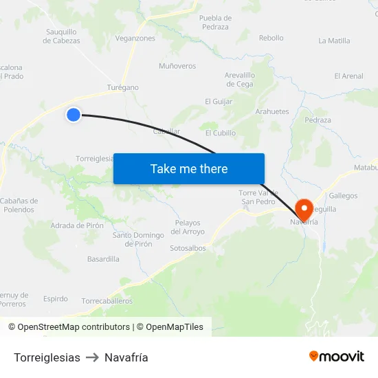 Torreiglesias to Navafría map