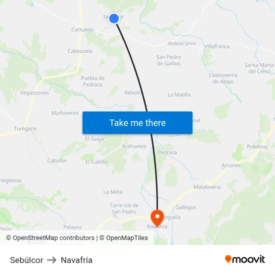 Sebúlcor to Navafría map