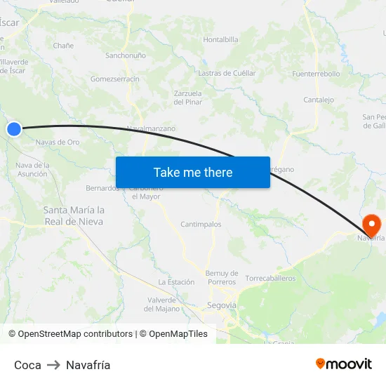 Coca to Navafría map