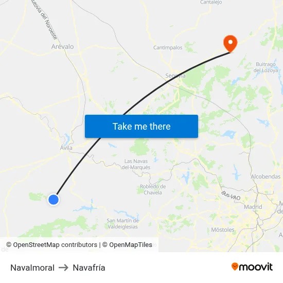 Navalmoral to Navafría map