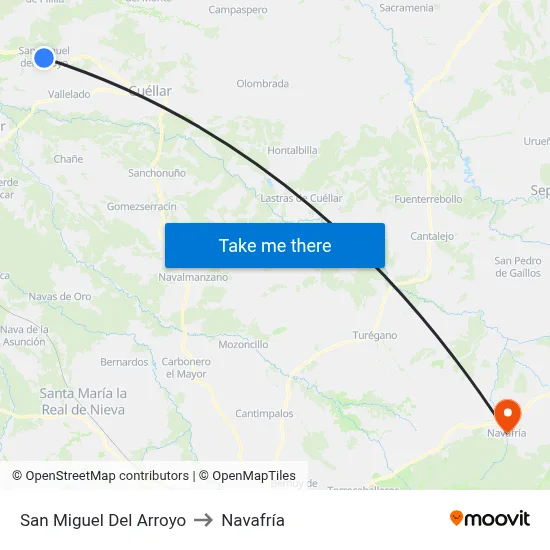 San Miguel Del Arroyo to Navafría map