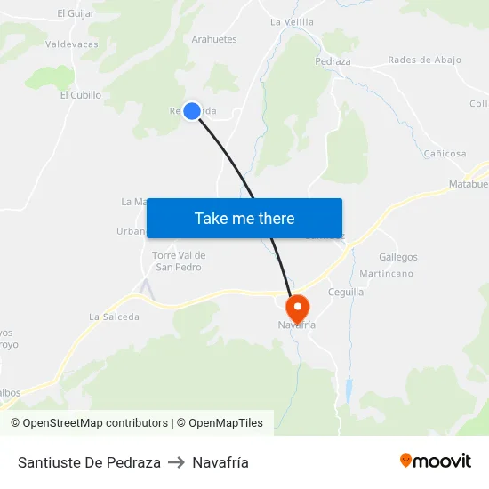 Santiuste De Pedraza to Navafría map
