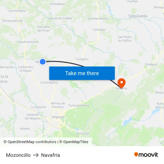 Mozoncillo to Navafría map