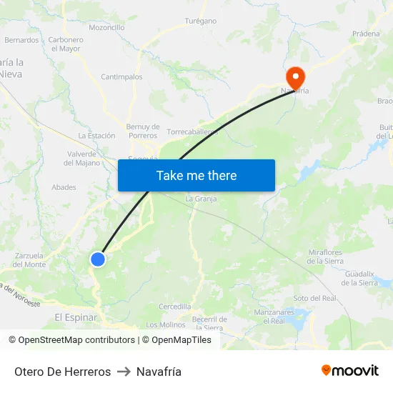 Otero De Herreros to Navafría map