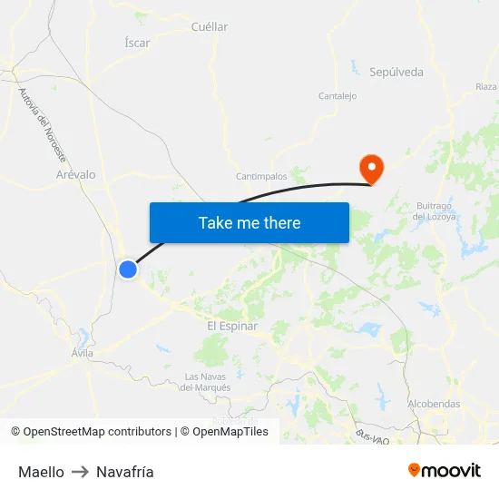 Maello to Navafría map