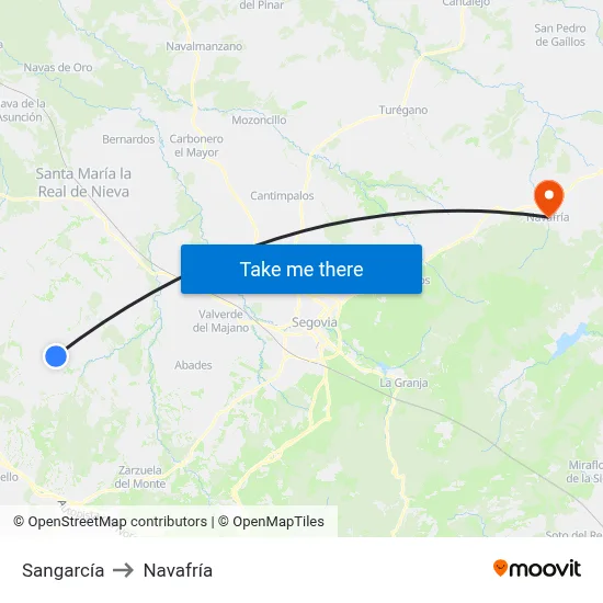 Sangarcía to Navafría map