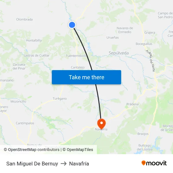 San Miguel De Bernuy to Navafría map