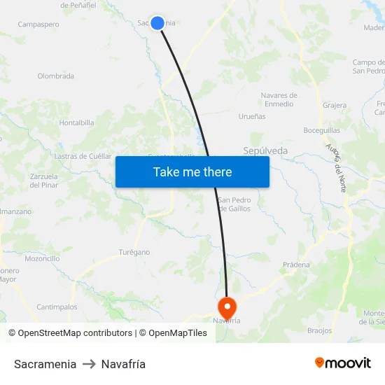 Sacramenia to Navafría map