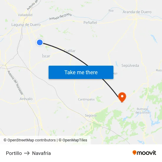 Portillo to Navafría map