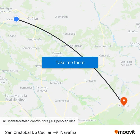 San Cristóbal De Cuéllar to Navafría map