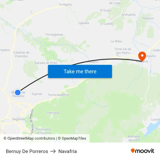 Bernuy De Porreros to Navafría map