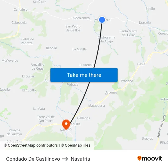 Condado De Castilnovo to Navafría map