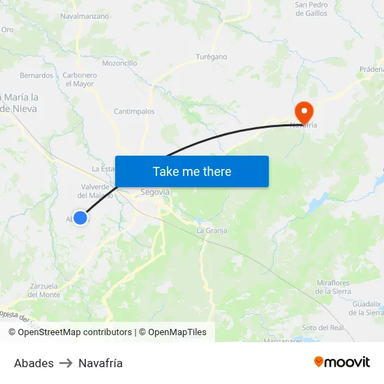 Abades to Navafría map