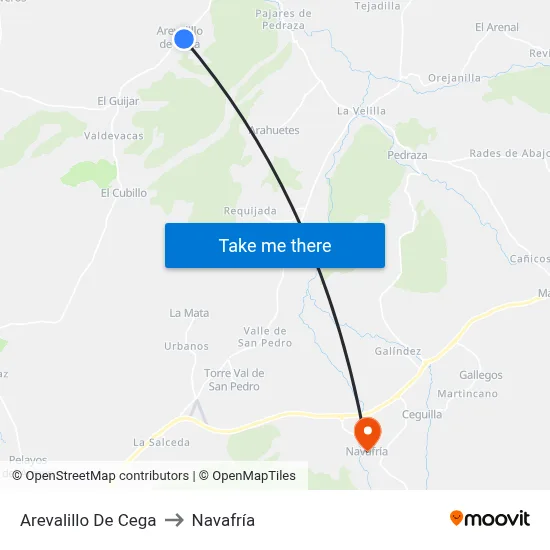 Arevalillo De Cega to Navafría map