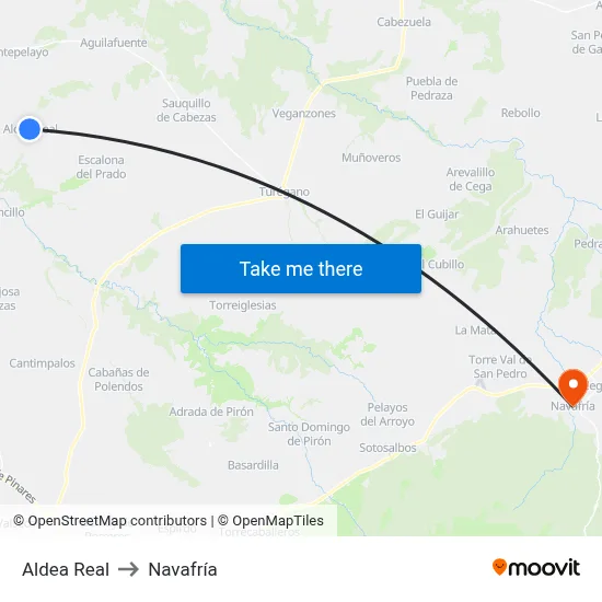 Aldea Real to Navafría map