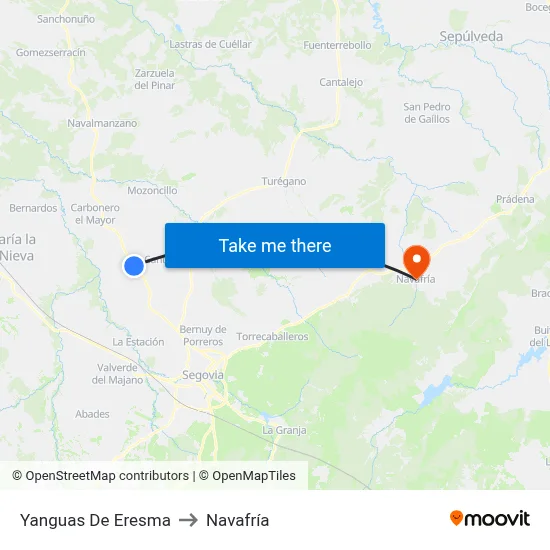 Yanguas De Eresma to Navafría map