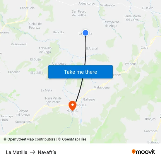 La Matilla to Navafría map