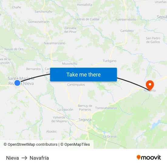 Nieva to Navafría map