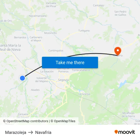 Marazoleja to Navafría map