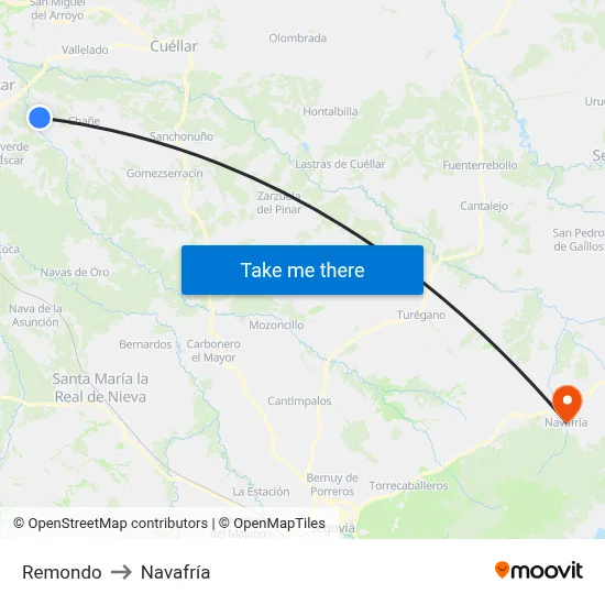 Remondo to Navafría map
