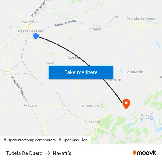 Tudela De Duero to Navafría map