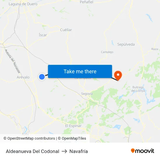 Aldeanueva Del Codonal to Navafría map
