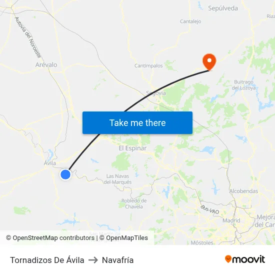 Tornadizos De Ávila to Navafría map