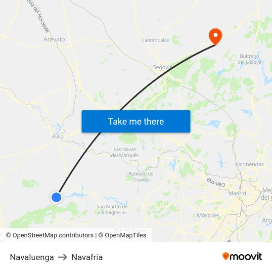 Navaluenga to Navafría map