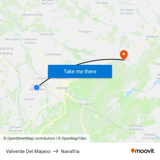 Valverde Del Majano to Navafría map