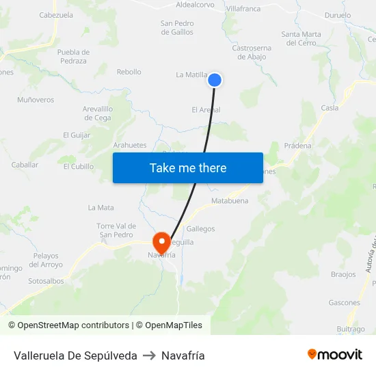 Valleruela De Sepúlveda to Navafría map