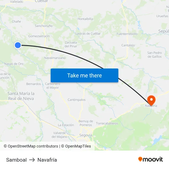 Samboal to Navafría map