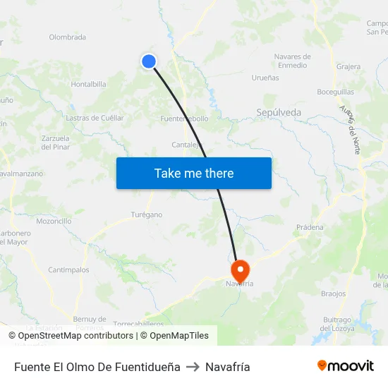 Fuente El Olmo De Fuentidueña to Navafría map