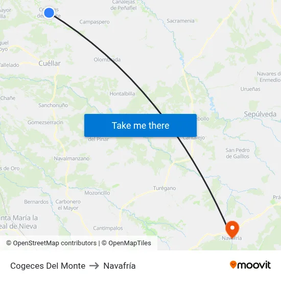 Cogeces Del Monte to Navafría map