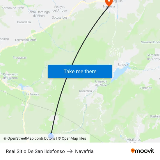 Real Sitio De San Ildefonso to Navafría map
