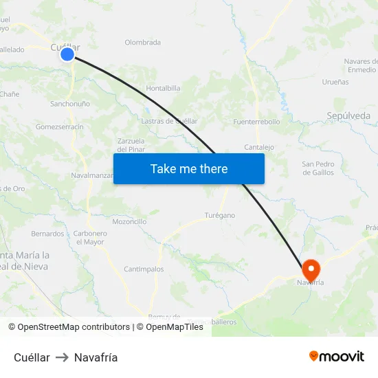 Cuéllar to Navafría map