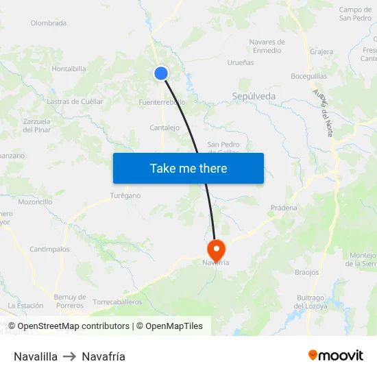 Navalilla to Navafría map