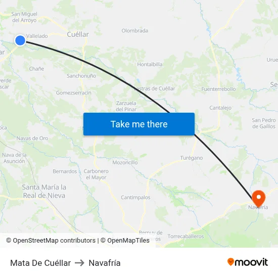 Mata De Cuéllar to Navafría map