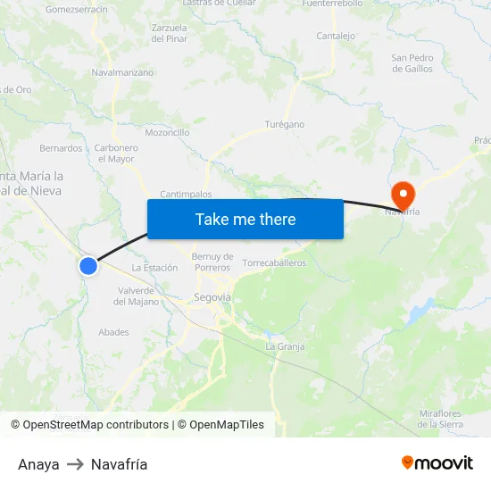 Anaya to Navafría map