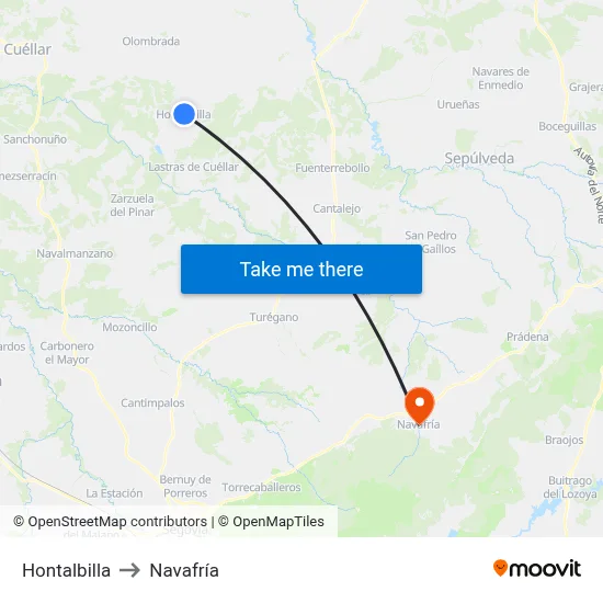 Hontalbilla to Navafría map